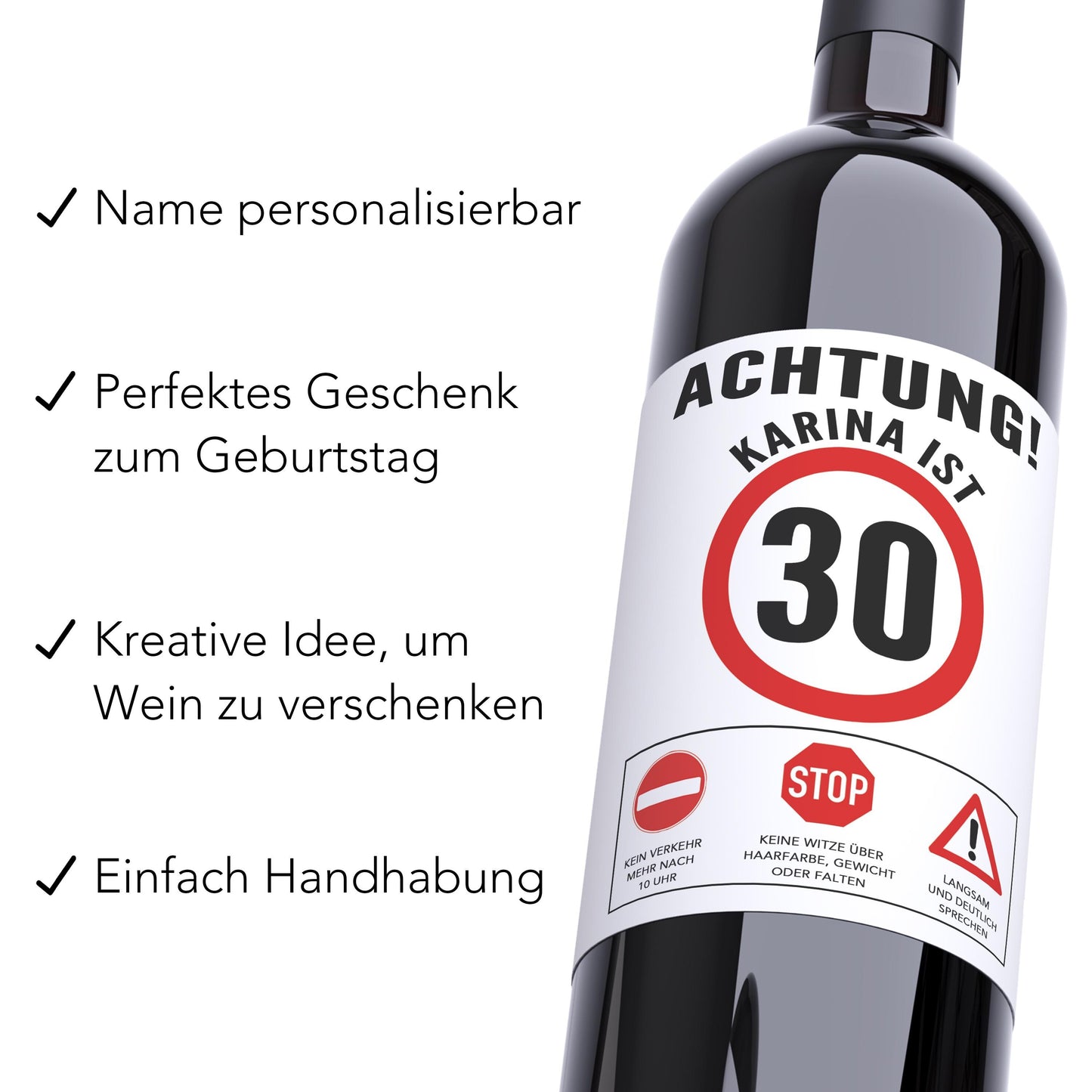 30. Geburtstag Flaschenetiketten personalisierte Weinetiketten Geburtstagsgeschenk Geschenk Wein Etiketten selbstklebend 2 Stück | 10x12 cm