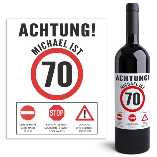 70. Geburtstag Flaschenetiketten personalisierte Weinetiketten Geburtstagsgeschenk Geschenk Wein Etiketten selbstklebend 2 Stück | 10x12 cm