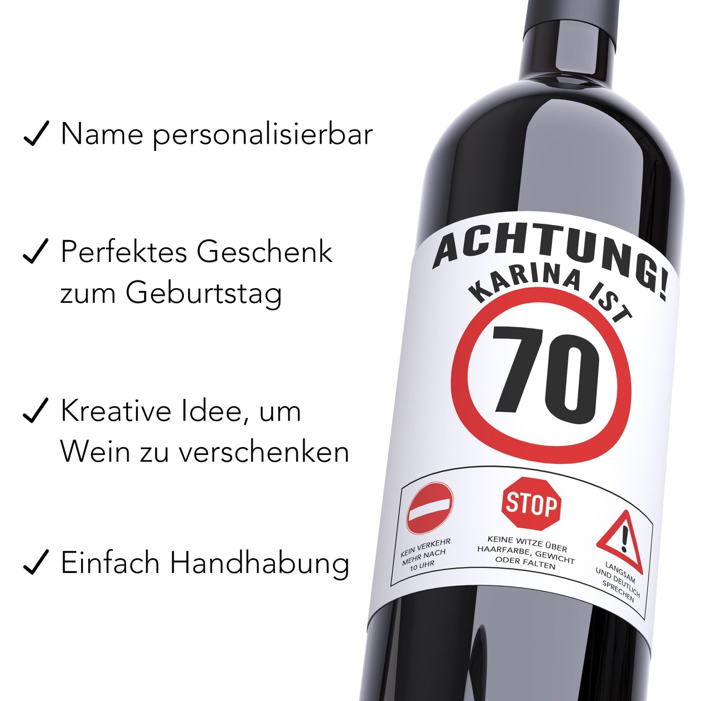 70. Geburtstag Flaschenetiketten personalisierte Weinetiketten Geburtstagsgeschenk Geschenk Wein Etiketten selbstklebend 2 Stück | 10x12 cm