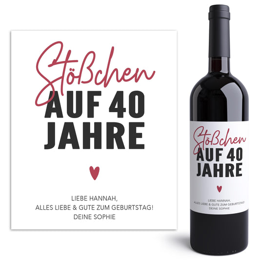 40. Geburtstag Frau Weinetiketten personalisierte Flaschenetiketten Geburtstagsgeschenk Geschenk Etiketten selbstklebend 2 Stück | 10x12 cm