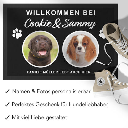 Fußmatte Hund personalisiert Einweihungsgeschenk Wohnung Hunde Geschenk Fußabtreter Haustür Türmatte Schmutzfangmatte für Innen 60x40 cm