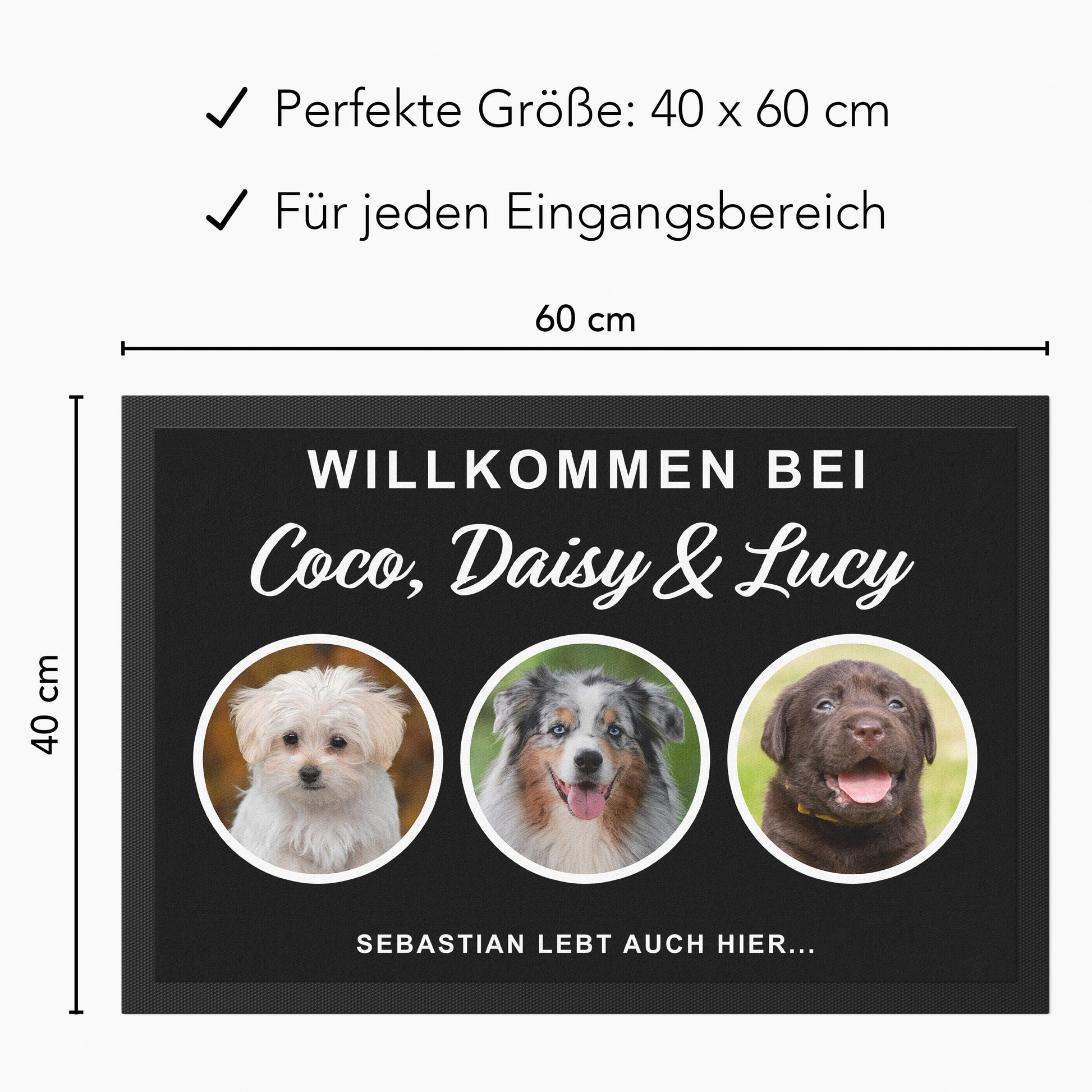 Fußmatte Hund personalisiert Einweihungsgeschenk Wohnung Hunde Geschenk Fußabtreter Haustür Türmatte Schmutzfangmatte für Innen 60x40 cm