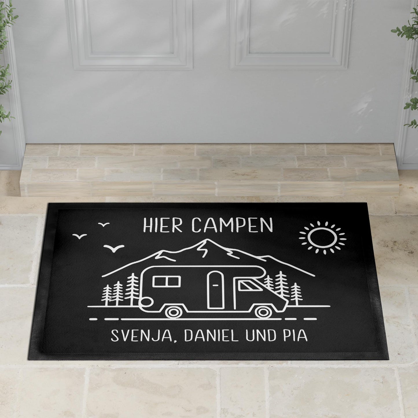 Camping Fußmatte personalisiert Wohnwagen Deko Geschenk für Camper Geschenk Wohnmobil Fußabtreter Schmutzfangmatte für Innen 60x40 cm
