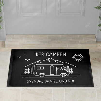 Camping Fußmatte personalisiert Wohnwagen Deko Geschenk für Camper Geschenk Wohnmobil Fußabtreter Schmutzfangmatte für Innen 60x40 cm