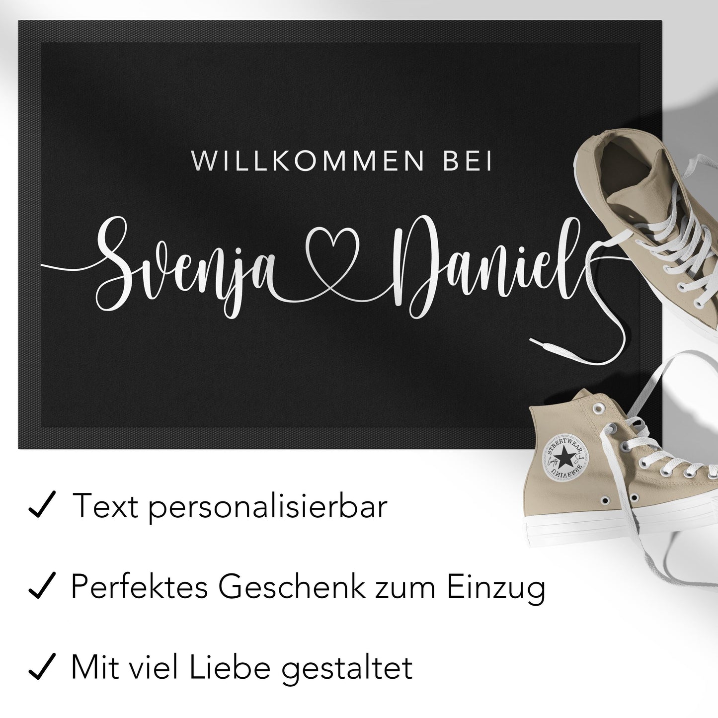 Personalisiert Fußmatte Einzugsgeschenk Wohnung Einweihungsgeschenk Geschenk zum Einzug ins Haus Schmutzfangmatte für Innen 60x40 cm