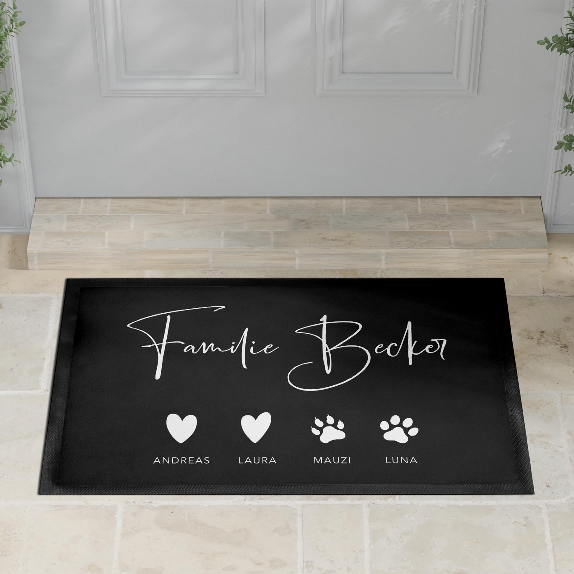 Fußmatte personalisiert Familie Einzugsgeschenk Wohnung Einweihungsgeschenk Geschenk zum Einzug ins Haus Schmutzfangmatte für Innen 60x40 cm
