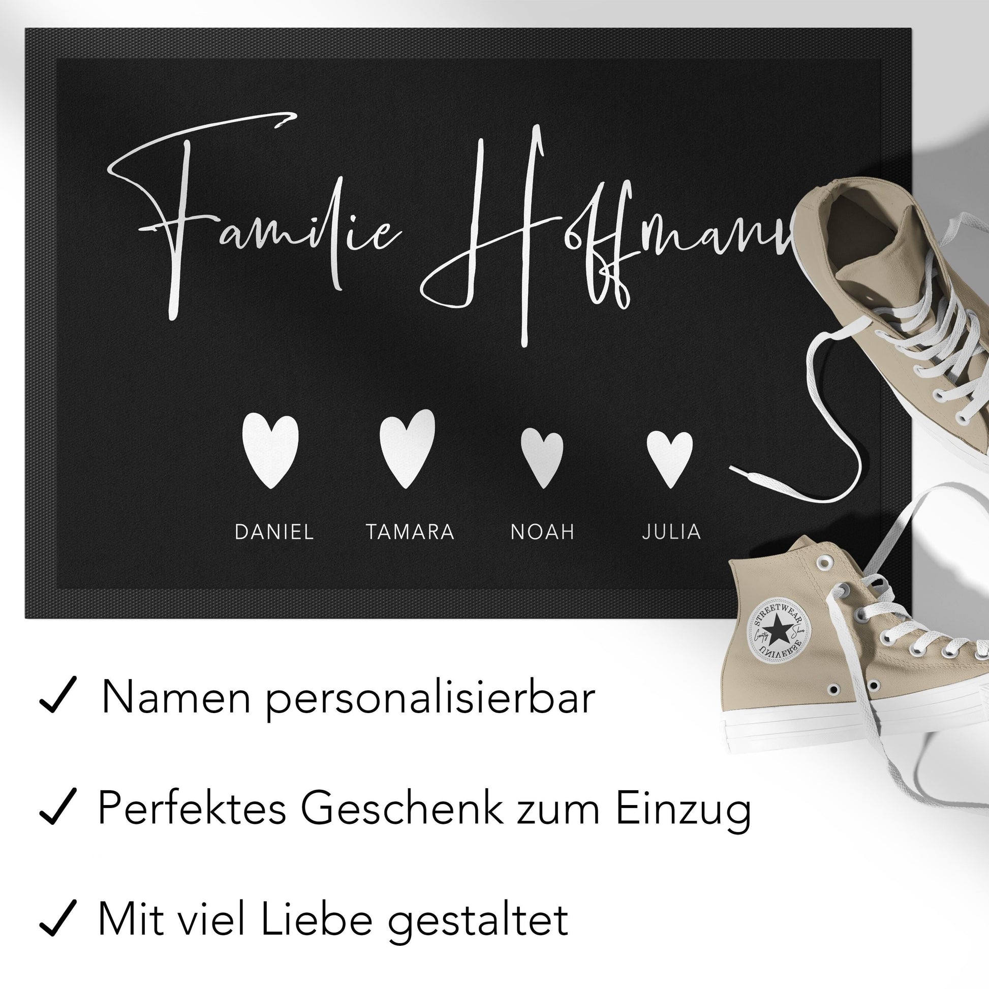 Fußmatte personalisiert Familie Einzugsgeschenk Wohnung Einweihungsgeschenk Geschenk zum Einzug ins Haus Schmutzfangmatte für Innen 60x40 cm
