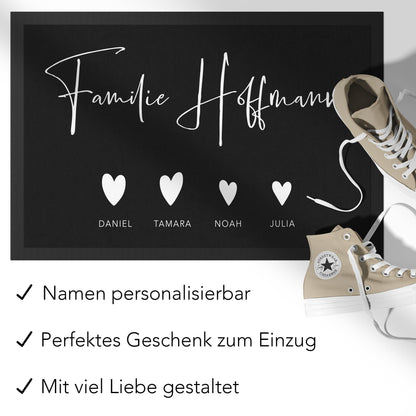 Fußmatte personalisiert Familie Einzugsgeschenk Wohnung Einweihungsgeschenk Geschenk zum Einzug ins Haus Schmutzfangmatte für Innen 60x40 cm