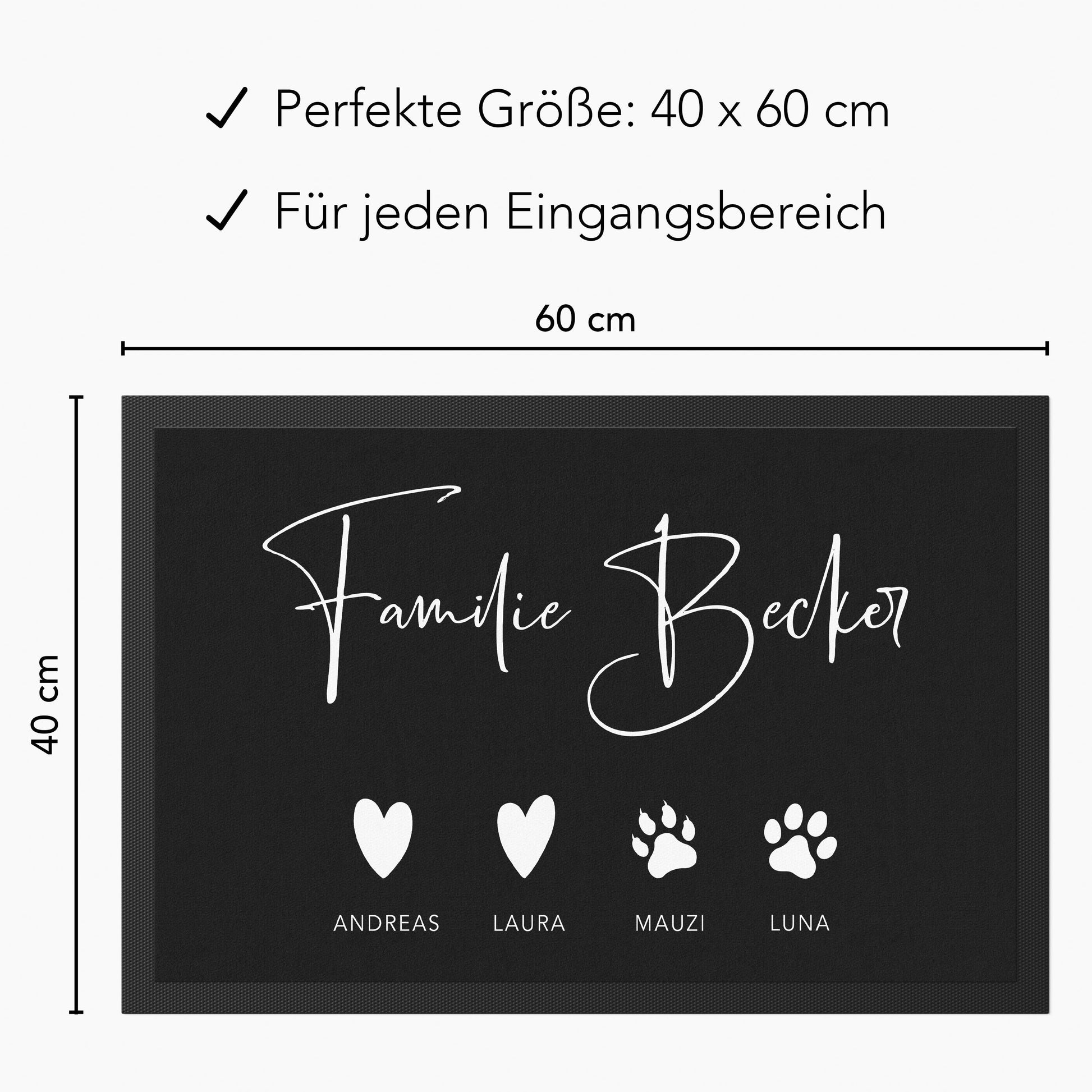 Fußmatte personalisiert Familie Einzugsgeschenk Wohnung Einweihungsgeschenk Geschenk zum Einzug ins Haus Schmutzfangmatte für Innen 60x40 cm