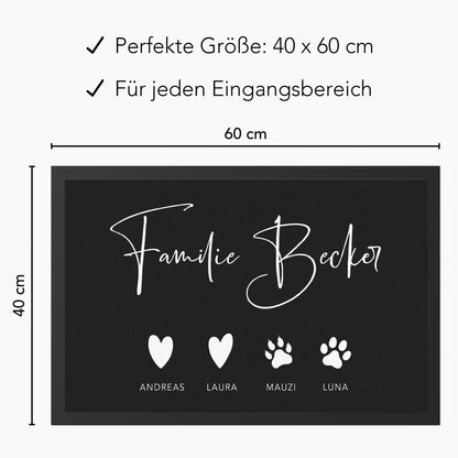 Fußmatte personalisiert Familie Einzugsgeschenk Wohnung Einweihungsgeschenk Geschenk zum Einzug ins Haus Schmutzfangmatte für Innen 60x40 cm