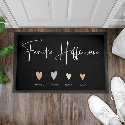 Fußmatte personalisiert Familie Einzugsgeschenk Wohnung Einweihungsgeschenk Geschenk zum Einzug ins Haus Schmutzfangmatte für Innen 60x40 cm