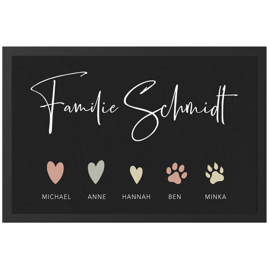 Fußmatte personalisiert Familie Einzugsgeschenk Wohnung Einweihungsgeschenk Geschenk zum Einzug ins Haus Schmutzfangmatte für Innen 60x40 cm