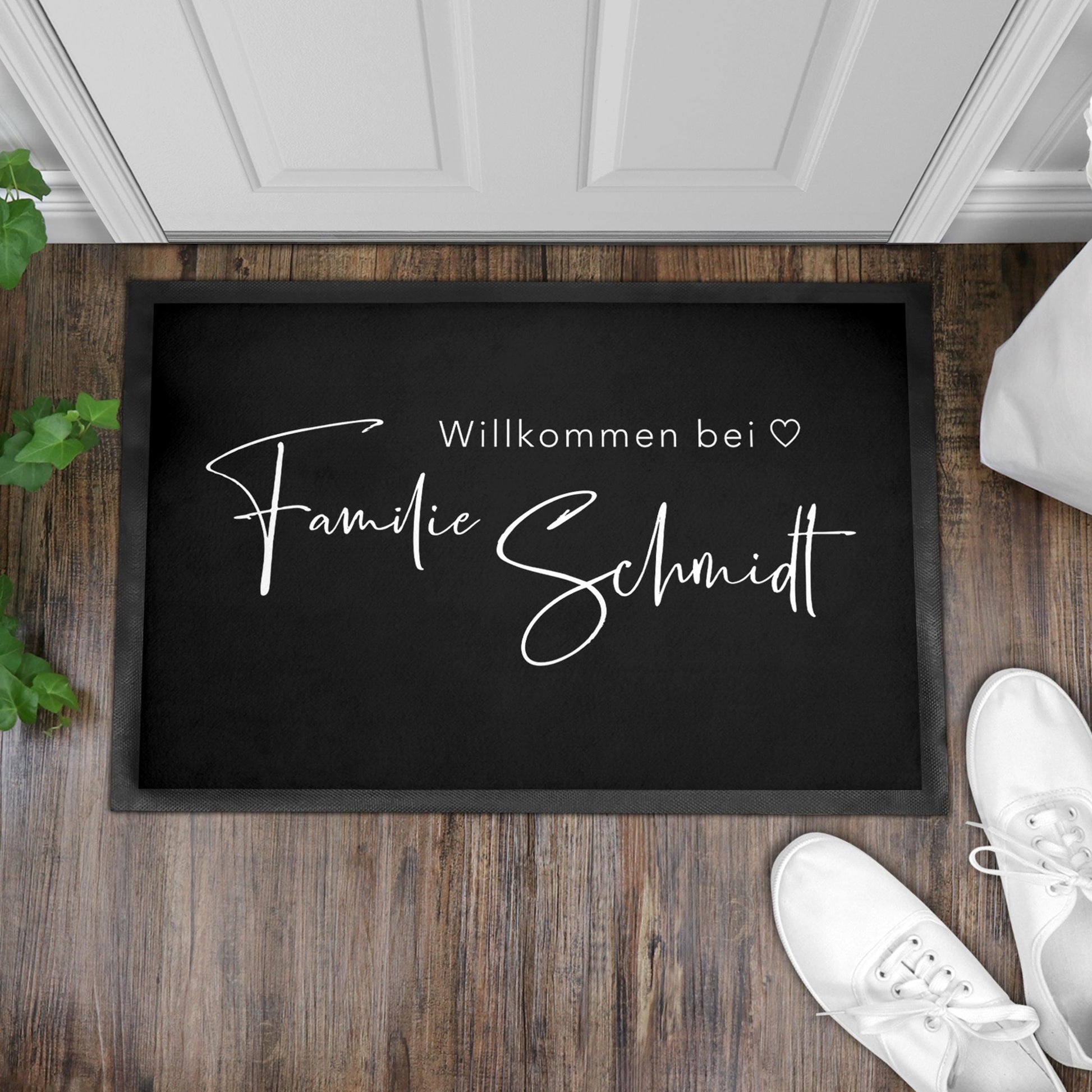 Fußmatte Familie personalisiert Willkommen Wohnung Einweihungsgeschenk Geschenk zum Einzug ins Haus Schmutzfangmatte für Innen 60x40 cm