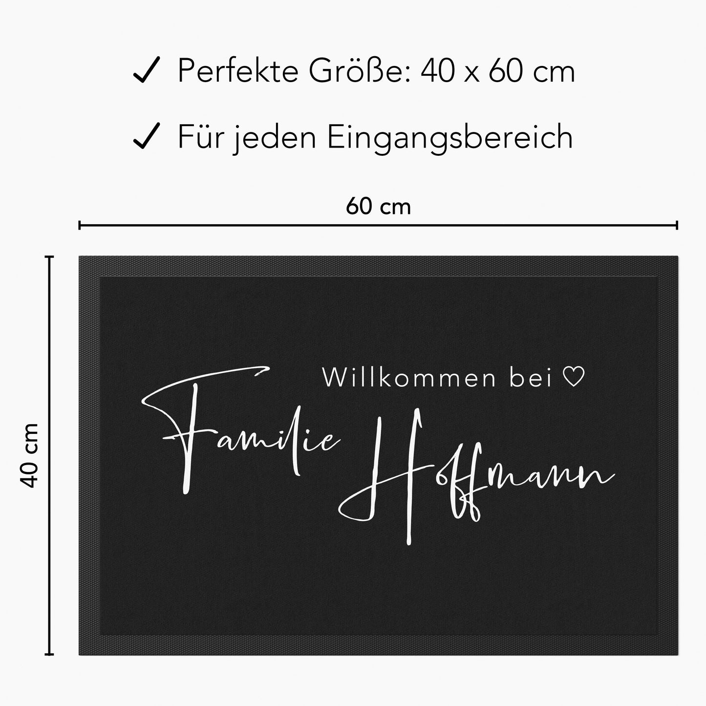 Fußmatte Familie personalisiert Willkommen Wohnung Einweihungsgeschenk Geschenk zum Einzug ins Haus Schmutzfangmatte für Innen 60x40 cm