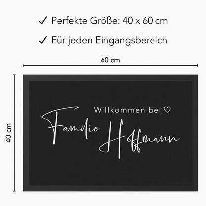Fußmatte Familie personalisiert Willkommen Wohnung Einweihungsgeschenk Geschenk zum Einzug ins Haus Schmutzfangmatte für Innen 60x40 cm