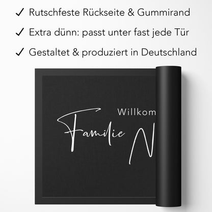 Fußmatte Familie personalisiert Willkommen Wohnung Einweihungsgeschenk Geschenk zum Einzug ins Haus Schmutzfangmatte für Innen 60x40 cm