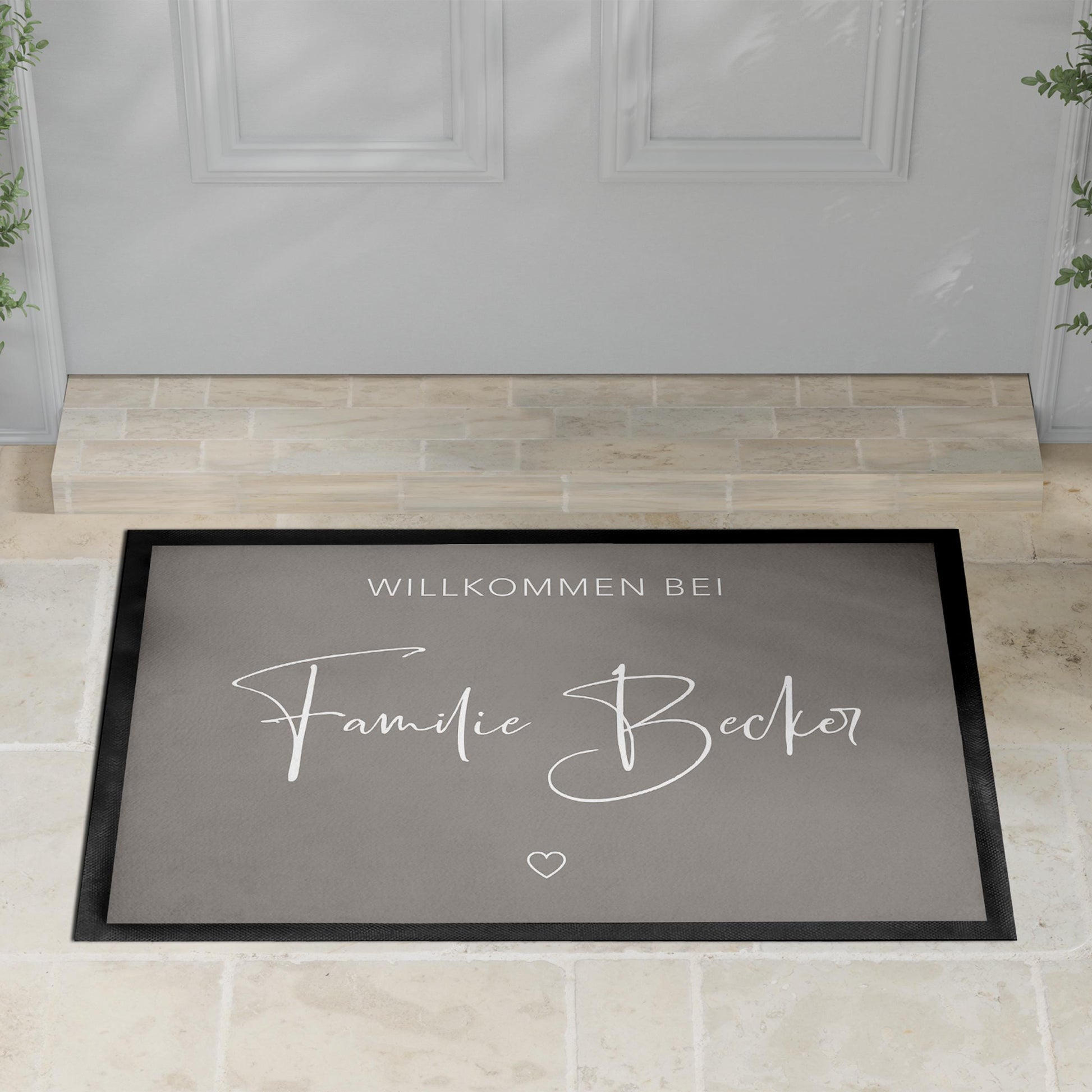 Fußmatte Familie personalisiert Willkommen Wohnung Einweihungsgeschenk Geschenk zum Einzug Richtfest Schmutzfangmatte für Innen 60x40 cm