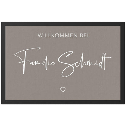 Fußmatte Familie personalisiert Willkommen Wohnung Einweihungsgeschenk Geschenk zum Einzug Richtfest Schmutzfangmatte für Innen 60x40 cm