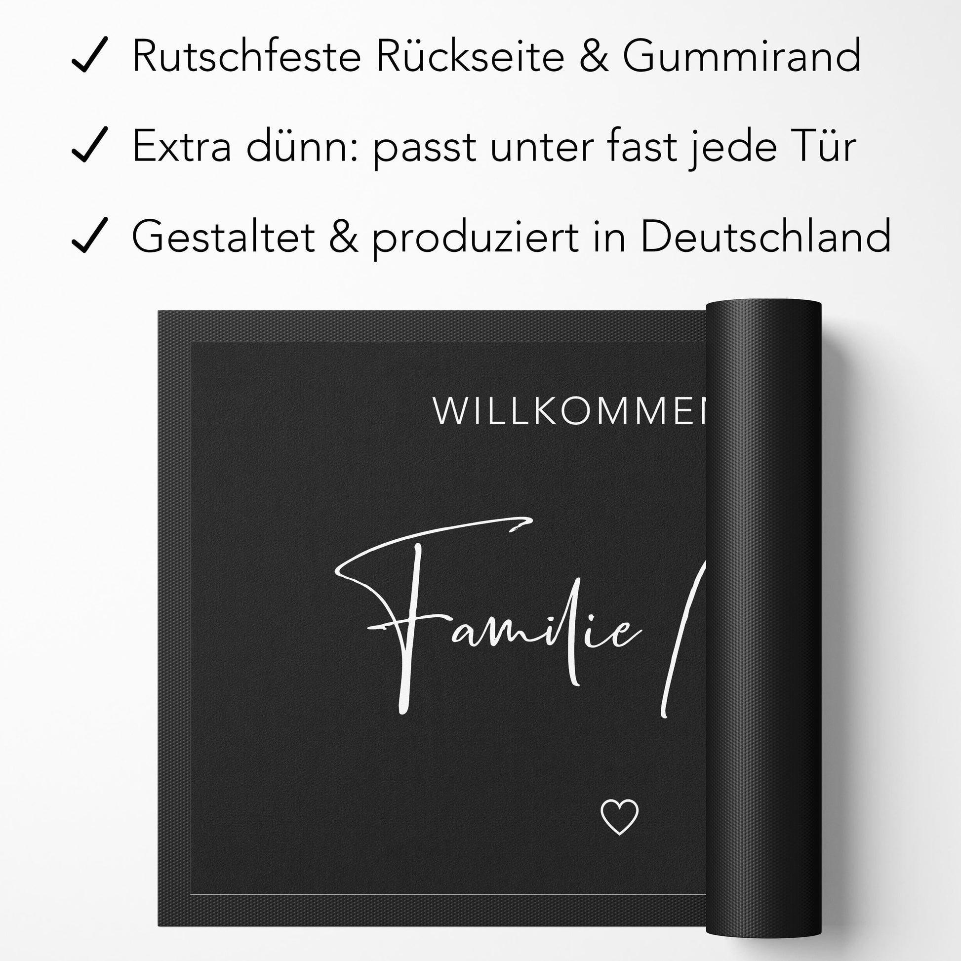Fußmatte Familie personalisiert Willkommen Wohnung Einweihungsgeschenk Geschenk zum Einzug Richtfest Schmutzfangmatte für Innen 60x40 cm