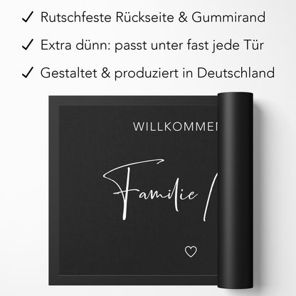 Fußmatte Familie personalisiert Willkommen Wohnung Einweihungsgeschenk Geschenk zum Einzug Richtfest Schmutzfangmatte für Innen 60x40 cm