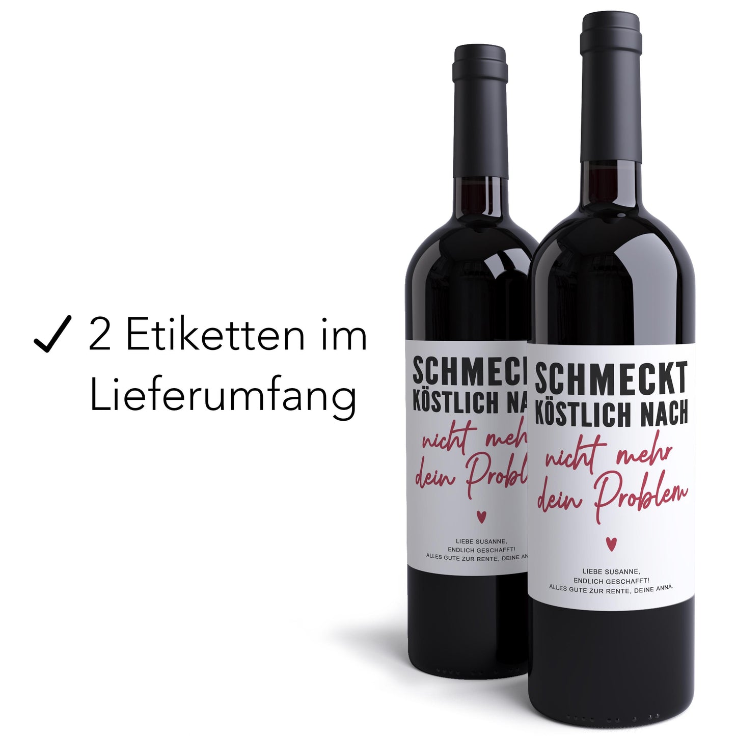 Rente Geschenk Frau Weinetiketten personalisiert Flaschenetikett Bier Rentner Ruhestand selbstklebende Wein Etiketten 2 Stk. | 10x12 cm