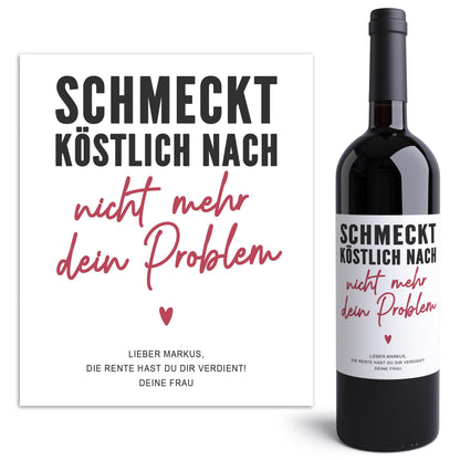 Rente Geschenk Frau Weinetiketten personalisiert Flaschenetikett Bier Rentner Ruhestand selbstklebende Wein Etiketten 2 Stk. | 10x12 cm