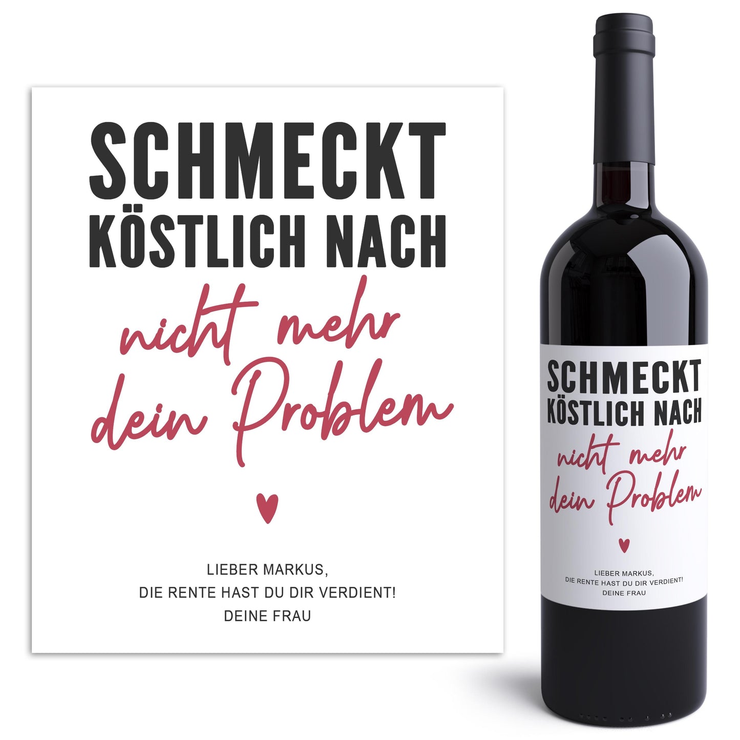 Rente Geschenk Frau Weinetiketten personalisiert Flaschenetikett Bier Rentner Ruhestand selbstklebende Wein Etiketten 2 Stk. | 10x12 cm