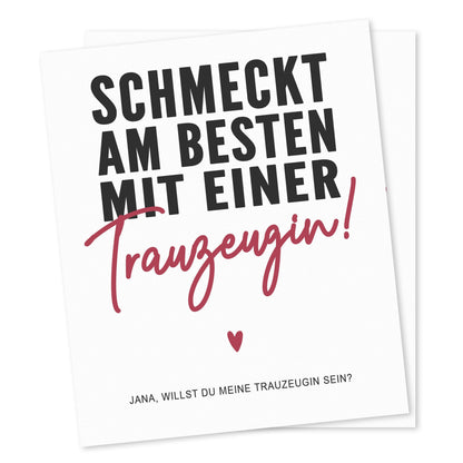 Willst du meine Trauzeugin sein Flaschenetikett personalisiert Trauzeugen fragen Geschenk Wein Etikett selbstklebend 2 Stück | 10x12 cm