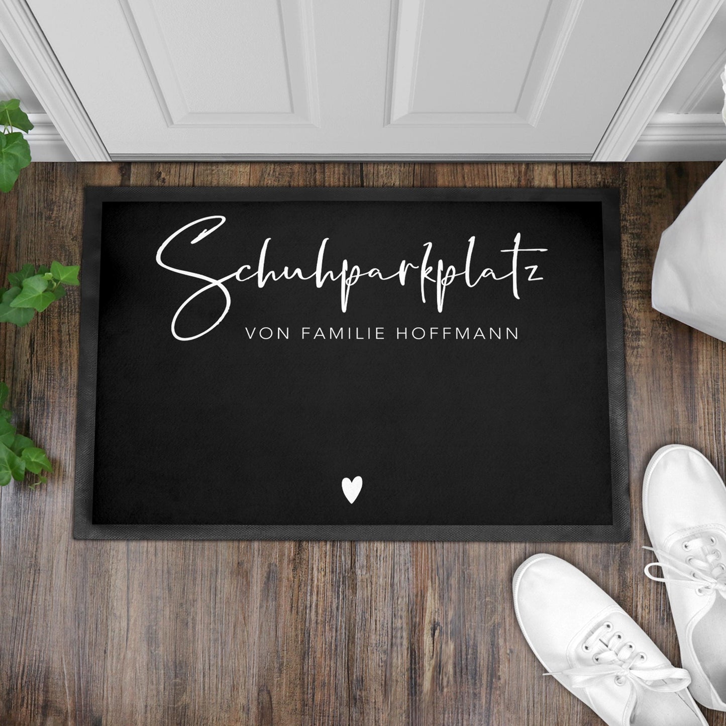 Schuhparkplatz Fußmatte personalisiert Schuhmatte Geschenk Familie Einzugsgeschenk Wohnung Fußabtreter Schmutzfangmatte für Innen 60x40 cm