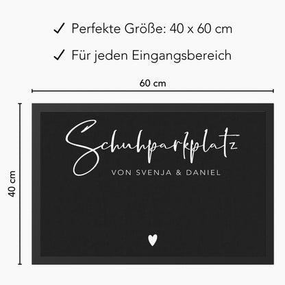 Schuhparkplatz Fußmatte personalisiert Schuhmatte Geschenk Familie Einzugsgeschenk Wohnung Fußabtreter Schmutzfangmatte für Innen 60x40 cm