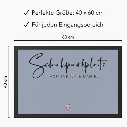 Schuhparkplatz Fußmatte personalisiert Schuhmatte Geschenk Familie Einzugsgeschenk Wohnung Fußabtreter Schmutzfangmatte für Innen 60x40 cm
