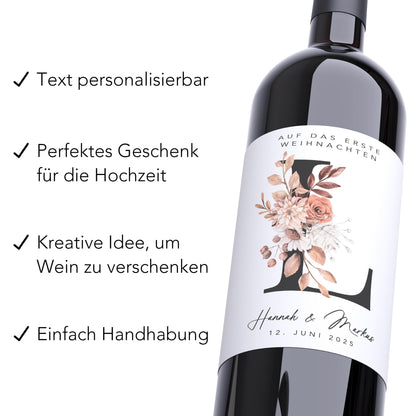 Hochzeitsgeschenk Weinetiketten Hochzeit Meilenstein personalisiert Flaschenetikett Wein Geschenk Etiketten selbstklebend 4 Stück | 10x12 cm