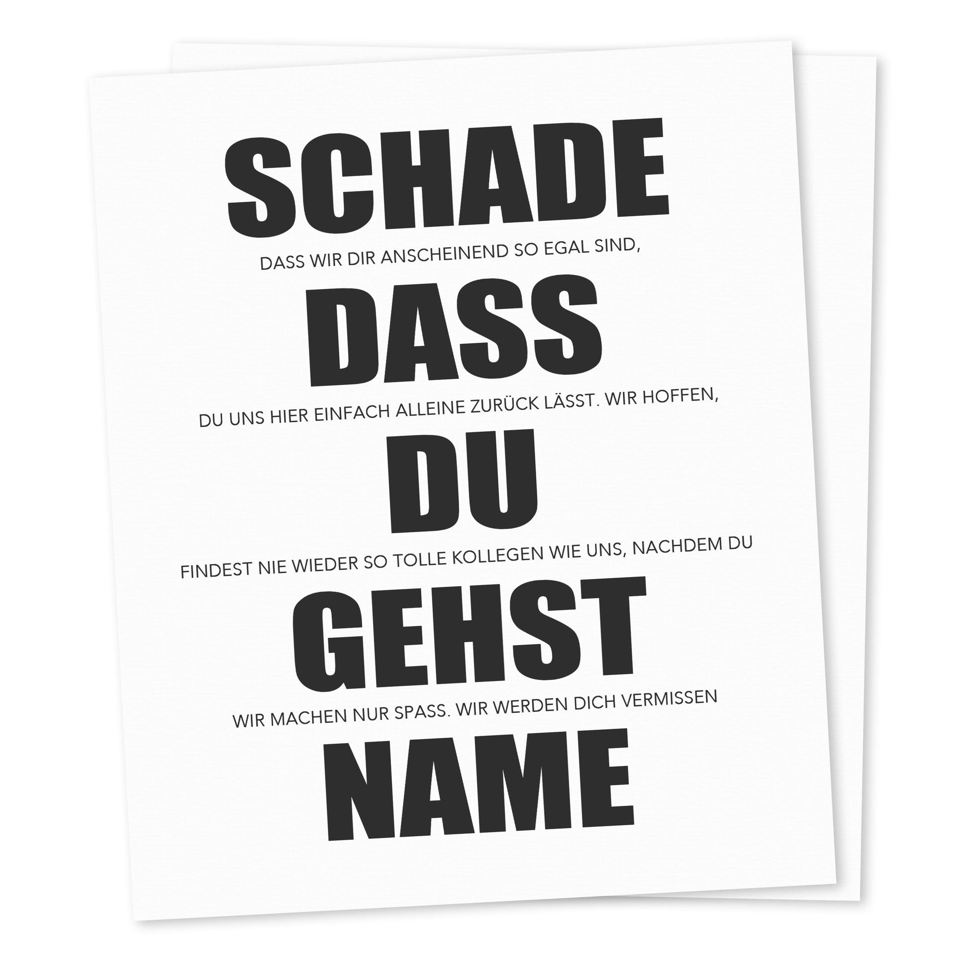 Schade das du gehst Abschiedsgeschenk Kollegen Weinetiketten personalisiert Kollegin Abschied Jobwechsel Geschenk Etiketten 2 Stk | 10x12 cm