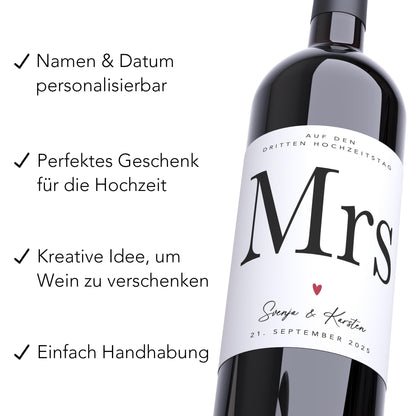 Hochzeitsgeschenk Weinetiketten Hochzeit personalisiert Meilenstein Flaschenetikett Wein Geschenk Etiketten selbstklebend 3 Stück | 10x12 cm
