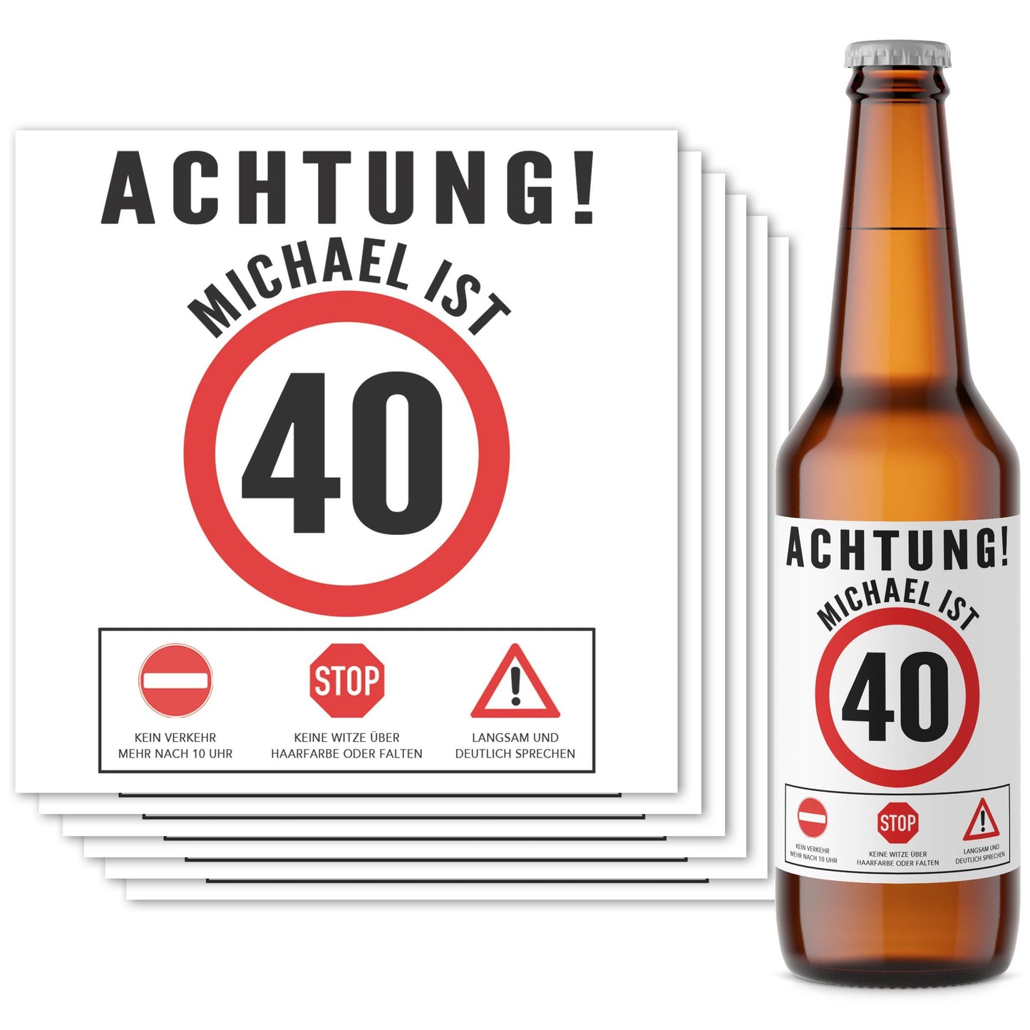 Bier Geschenk Mann 40. Geburtstag Bieretiketten personalisiert Männergeschenk Geburtstagsgeschenk Bierflaschen Etiketten 6 Stück | 9x9 cm