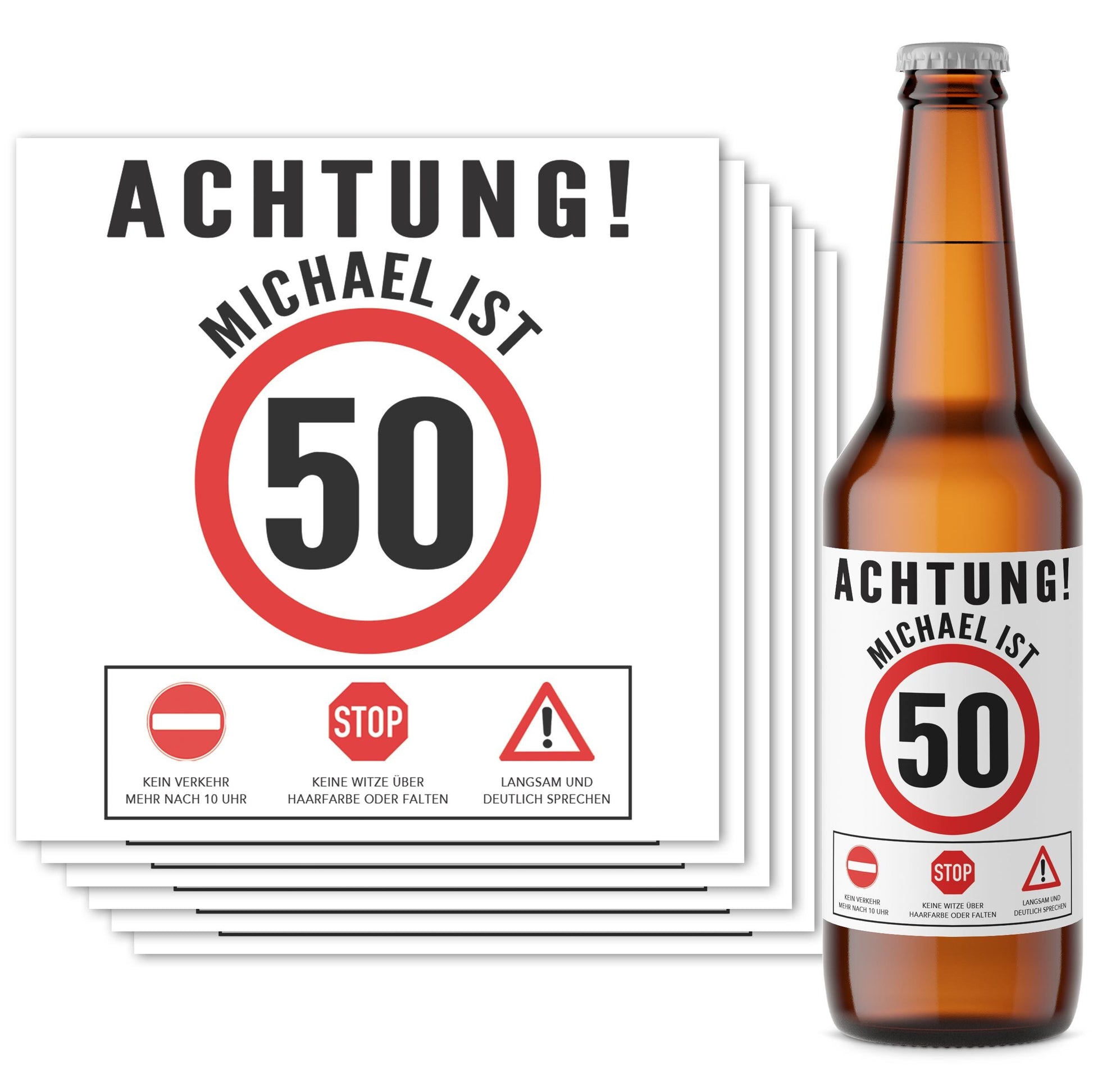 Bier Geschenk Mann 50. Geburtstag Bieretiketten personalisiert Männergeschenk Geburtstagsgeschenk Bierflaschen Etiketten 6 Stück | 9x9 cm