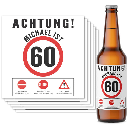 Bier Geschenk Mann 60. Geburtstag Bieretiketten personalisiert Männergeschenk Geburtstagsgeschenk Bierflaschen Etiketten 6 Stück | 9x9 cm