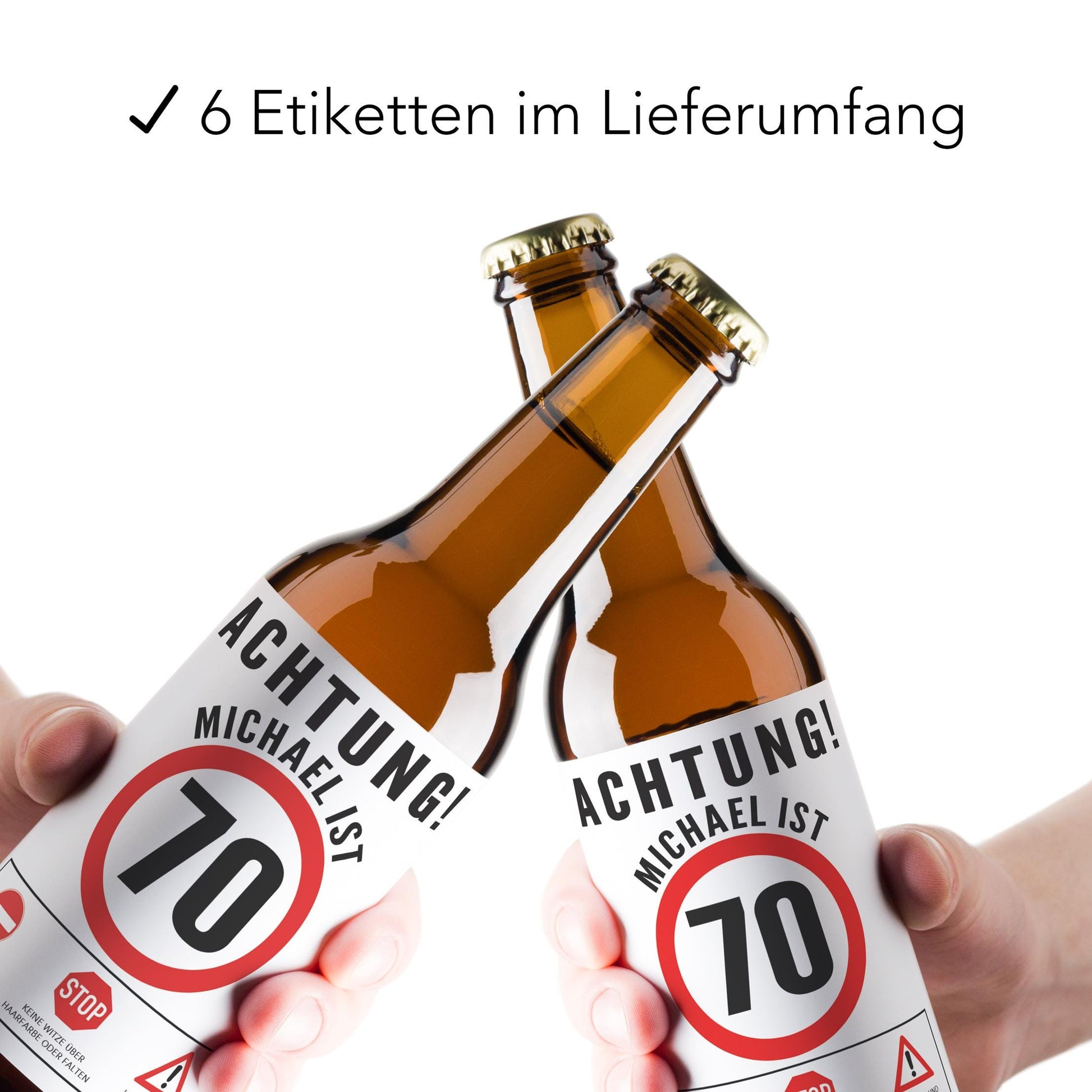 Bier Geschenk Mann 70. Geburtstag Bieretiketten personalisiert Männergeschenk Geburtstagsgeschenk Bierflaschen Etiketten 6 Stück | 9x9 cm