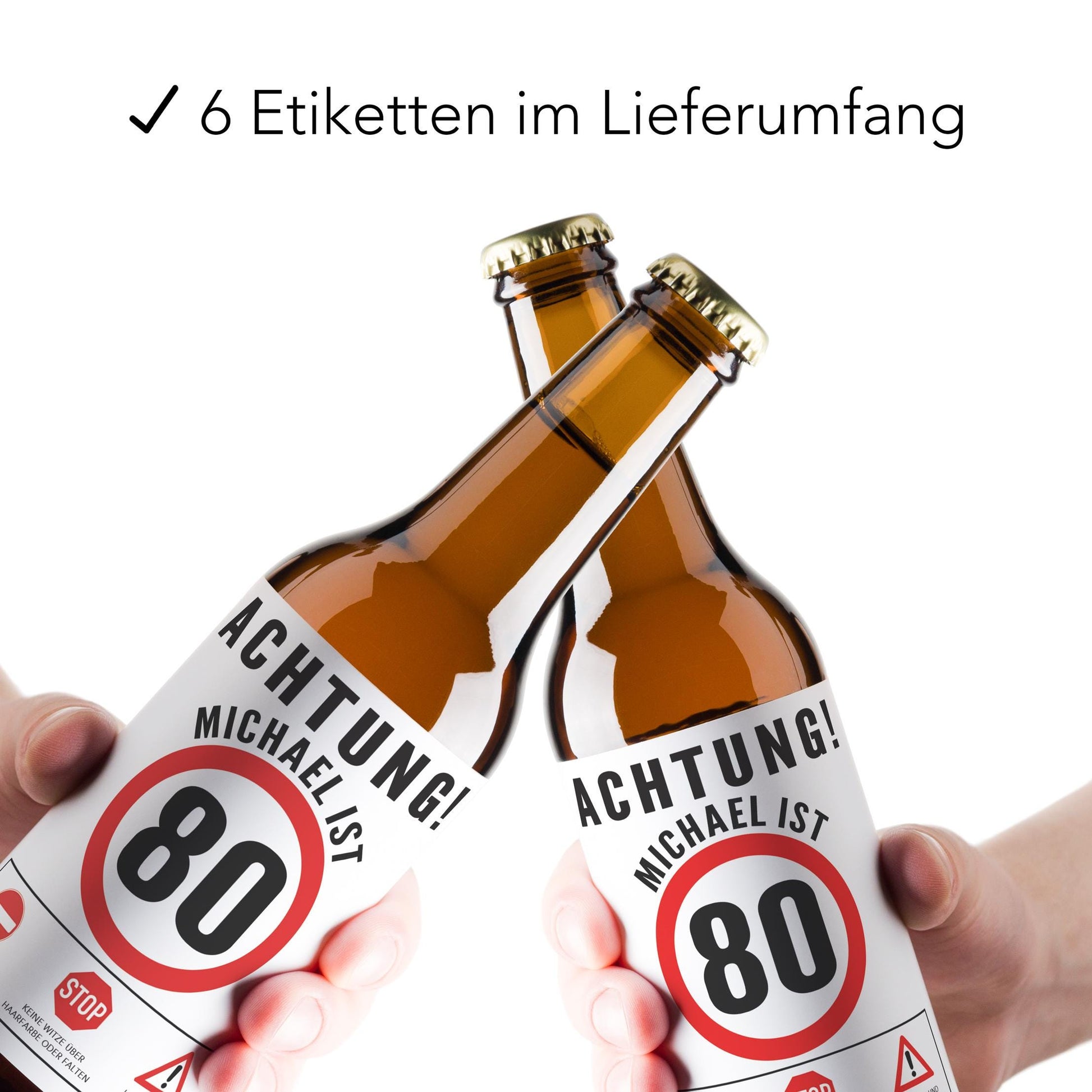 Bier Geschenk Mann 80. Geburtstag Bieretiketten personalisiert Männergeschenk Geburtstagsgeschenk Bierflaschen Etiketten 6 Stück | 9x9 cm