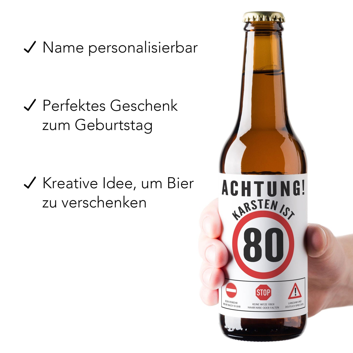 Bier Geschenk Mann 80. Geburtstag Bieretiketten personalisiert Männergeschenk Geburtstagsgeschenk Bierflaschen Etiketten 6 Stück | 9x9 cm