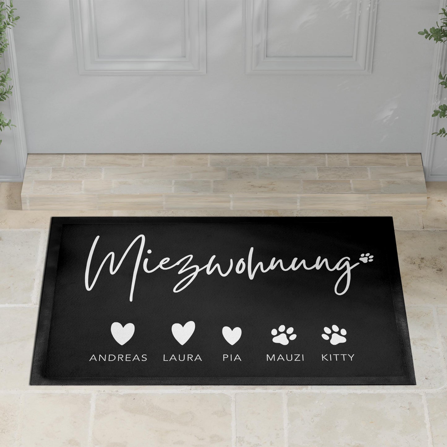 Katze Fußmatte personalisiert Einweihungsgeschenk Wohnung Geschenk Katzendeko Einzug Haustier Schmutzfangmatte für Innen 60x40 cm