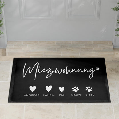 Katze Fußmatte personalisiert Einweihungsgeschenk Wohnung Geschenk Katzendeko Einzug Haustier Schmutzfangmatte für Innen 60x40 cm