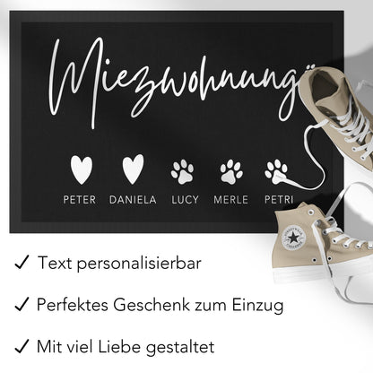 Katze Fußmatte personalisiert Einweihungsgeschenk Wohnung Geschenk Katzendeko Einzug Haustier Schmutzfangmatte für Innen 60x40 cm