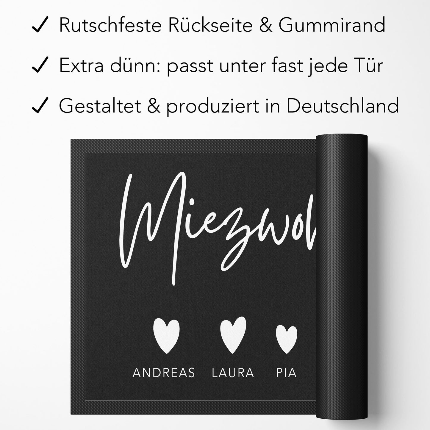 Katze Fußmatte personalisiert Einweihungsgeschenk Wohnung Geschenk Katzendeko Einzug Haustier Schmutzfangmatte für Innen 60x40 cm