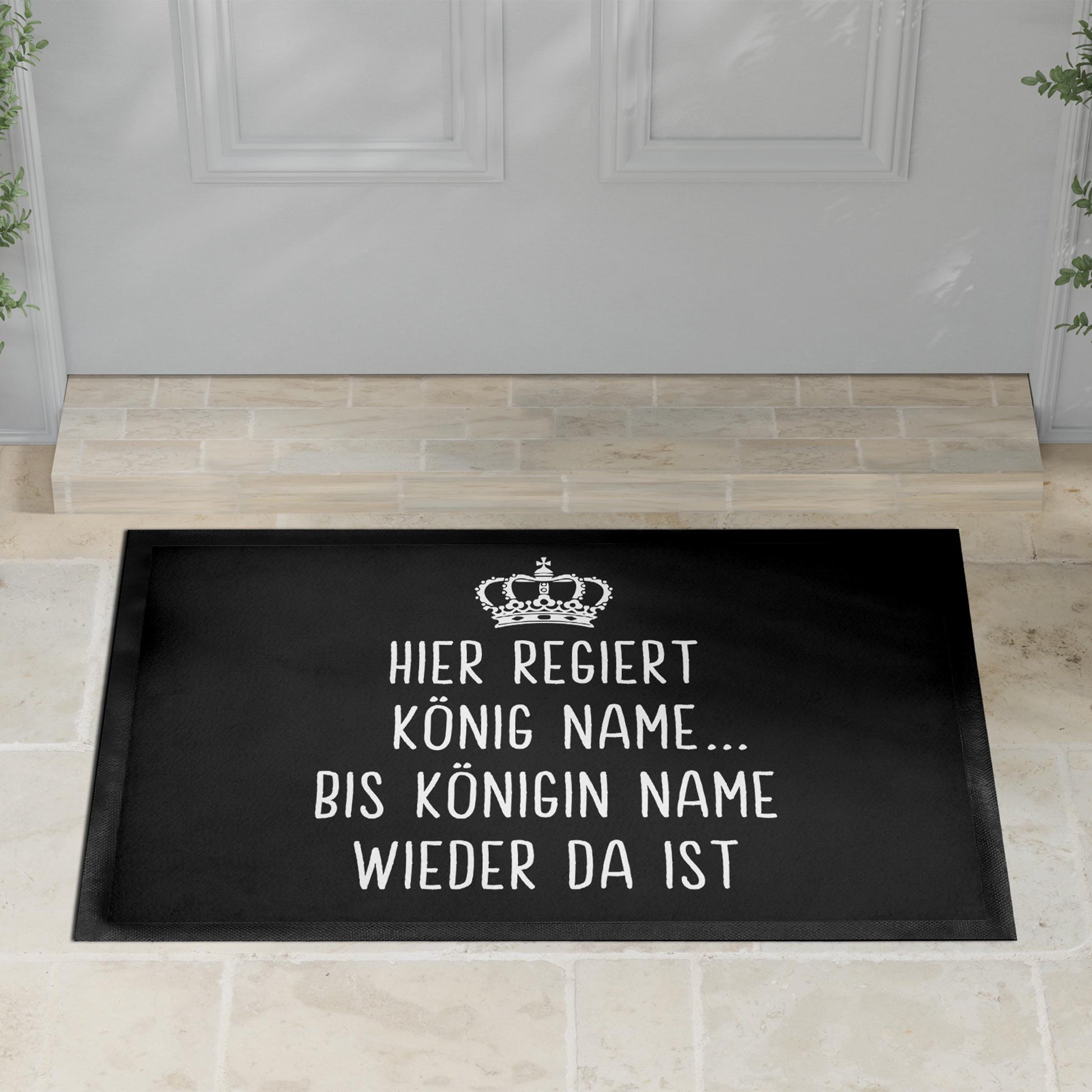 Fußmatte lustig personalisiert König Königin Wohnung Einweihungsgeschenk witzig Geschenk zum Einzug Schmutzfangmatte für Innen 60x40 cm