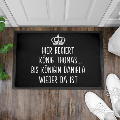 Fußmatte lustig personalisiert König Königin Wohnung Einweihungsgeschenk witzig Geschenk zum Einzug Schmutzfangmatte für Innen 60x40 cm