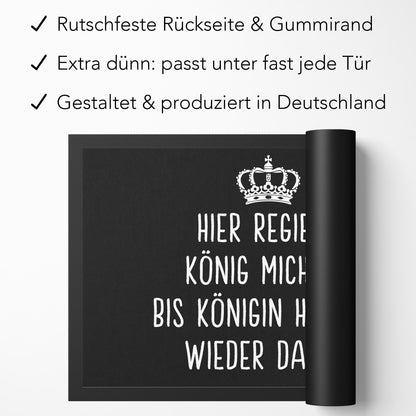 Fußmatte lustig personalisiert König Königin Wohnung Einweihungsgeschenk witzig Geschenk zum Einzug Schmutzfangmatte für Innen 60x40 cm