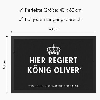 Lustige Fußmatte personalisiert König Königin Wohnung Einweihungsgeschenk witzig Geschenk zum Einzug Schmutzfangmatte für Innen 60x40 cm