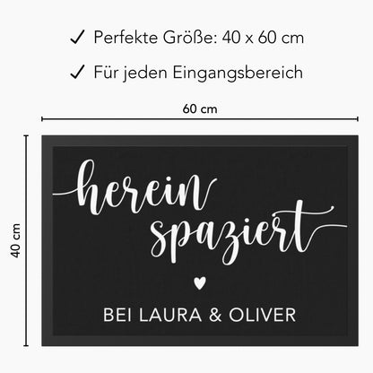 Hereinspaziert Fußmatte personalisiert Einzugsgeschenk Haus Wohnung Einweihungsgeschenk Geschenk Einzug Richtfest für Innen 60x40 cm