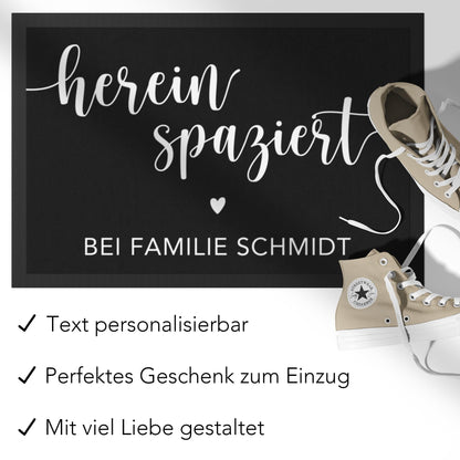 Hereinspaziert Fußmatte personalisiert Einzugsgeschenk Haus Wohnung Einweihungsgeschenk Geschenk Einzug Richtfest für Innen 60x40 cm